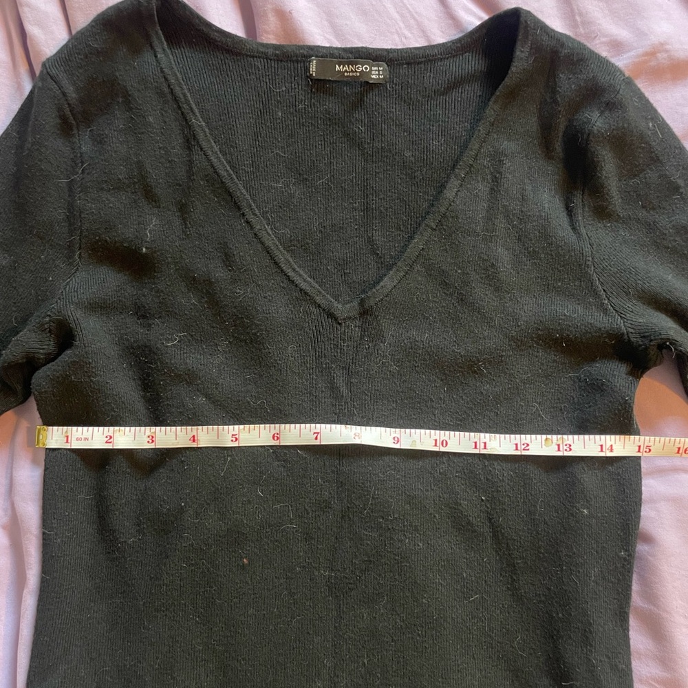 Mango Charcoal V-Neck Top
